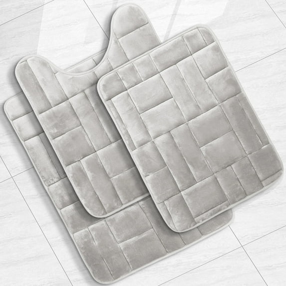 Memory Foam Bath Rug, Bathroom Mat Set of 3, Absorbent Non Slip, Ultra Soft Bath Rugs for Bath Room Tub Shower