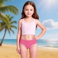 thumbnail image 2 of Krdevn Girls Solid Color Triangle Stitched Swim Briefs Kids Bikini Bottoms Color:Pink1,Size:7-8 Years, 2 of 4