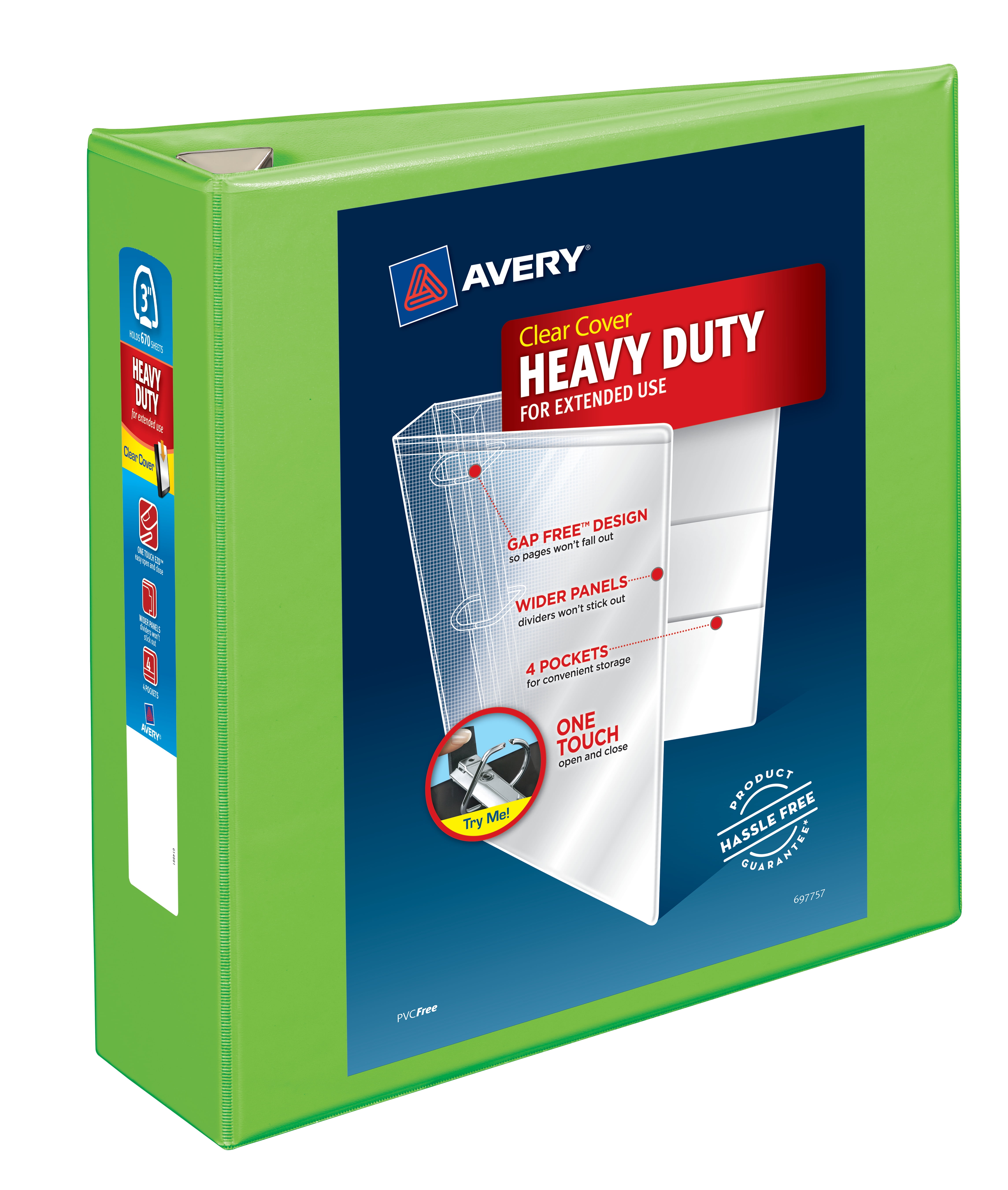 Avery HeavyDuty View 3 Ring Binder, 3" One Touch EZD Rings, 3.5" Spine