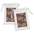 thumbnail image 1 of Italy Fabric Pouch Set of 2, Image of Vegetable Pizzas with Basil Leaves Tomatoes and Mushrooms, Drawstring Bag for Toiletries Masks and Favors, 9" x 6", Dark Blue Grey and Multicolor, by Ambesonne, 1 of 2