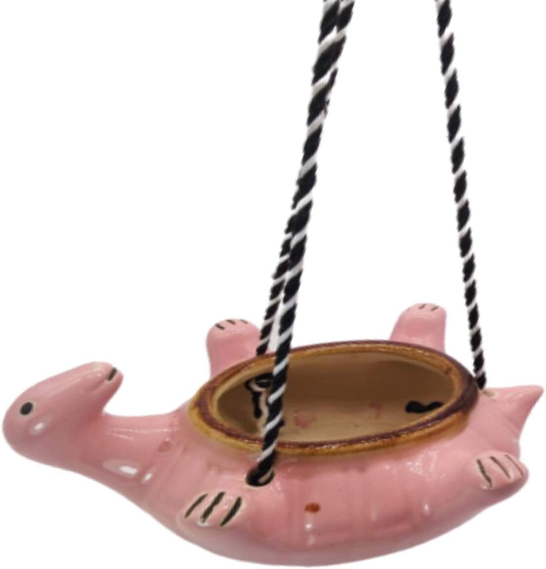 India Meets India Ceramic Hanging Planter Pot Flower Pot Indoor Planter Handicraft by Awarded Indian Artisan (Turtle, Pink)