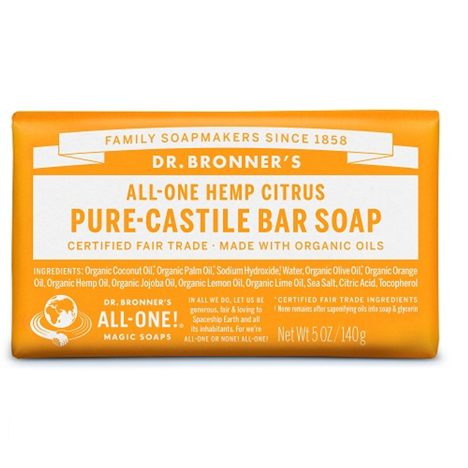 Dr. Bronners All One Hemp Citrus Pure Castile Bar Soap, 5 Oz