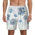 thumbnail image 2 of Picia Pale Blue Lotus Flowers pattern Mens Swim Trunks with Compression Liner Stretch Beach Shorts Quick Dry with Zipper Pockets No-Chafing Board Shorts-Small, 2 of 9
