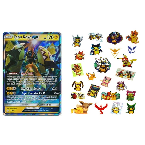Pokemon Card New Tapu Koko GX SM33 Ultra Rare Promo + Free Pokemon Tattoo