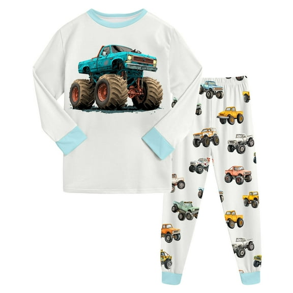 Xudanell Boys Cotton Pajamas Long Sleeve Toddler Boys Pjs Kids Sleepwear Sets 18months-18years (Light Gray, 2-3 Years)
