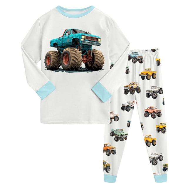 dmqupv Ensemble de Pyjama pour Adolescent Garçon Ensemble Garçons et Filles Pantalon Long Régulier à Manches Longues Col Rond Imprimé d'Animaux de Dessin Animé Gris Pâle, Taille pour 2-3 Ans