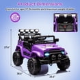 thumbnail image 2 of 12V Kids Ride-On Car, Electric Truck Ride-On Toys with 5MPH Max Speed, Remote Control, Lights, and Music for Kids Gifts,  Purple, 2 of 7