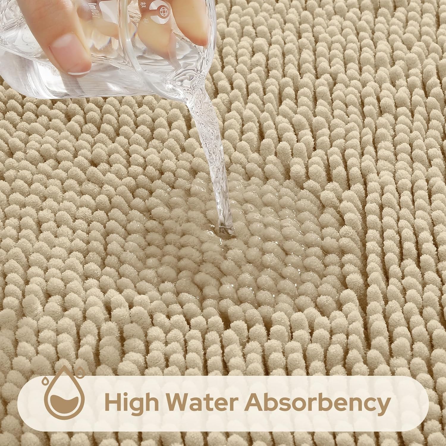 Luxury Chenille Bath Rugs Bathroom Mats Absorbent Non-Slip Capet, 3 Piece Set