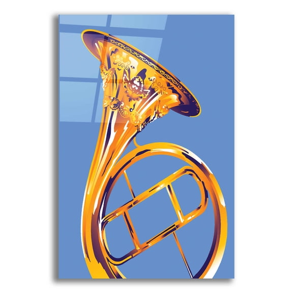Epic Art 'French Horn 8' by David Chestnutt, Acrylic Glass Wall Art, 12"x16"