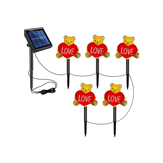 A Led Valentines Day Solar Lights Outdoor Garden Yard Decoration One To Five Heart String Multicolor Style A 35.5 Inches