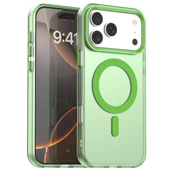 ELEHOLD Case For iPhone 17 Pro Magnetic Shockproof Case Slim Matte Transparent Rugged Cover Skin Friendy Feel Compatibel with Mag-Safe Accessories, Green