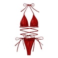 thumbnail image 5 of Kwasome Swimsuit For Women 2024 New Split Body Sexyace Up Bikini Swimsuit Swimsuits Shorts Casual Beach Wear M Red, 5 of 5