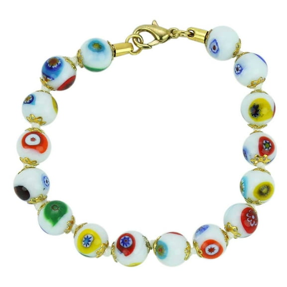 GlassOfVenice Murano Glass Mosaic Bracelet - White