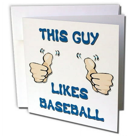3dRose This Guy Likes Baseball - Greeting Cards, 6 by 6-inches, set of 12