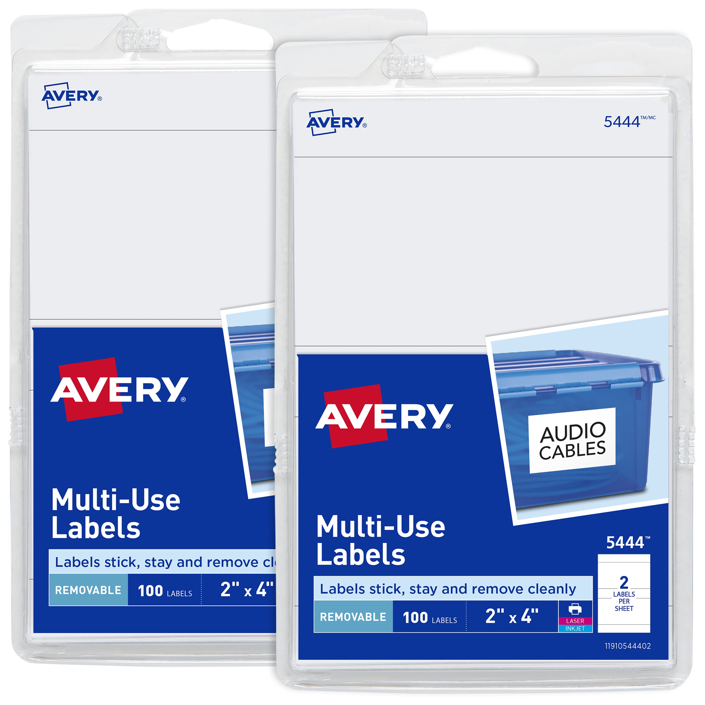 Avery Removable Labels, 2" x 4", 200 Labels, (2 Pack of 5444)