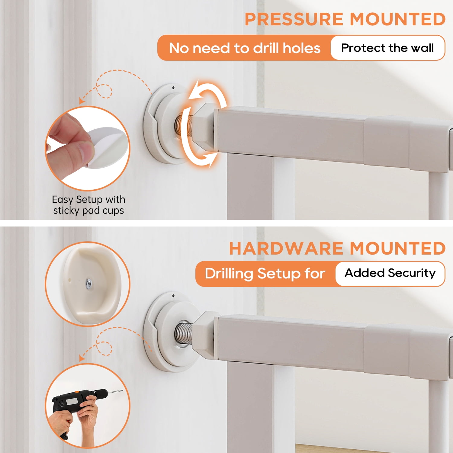 NiamVelo 30"Tall Dog Gate for Stairs and Doorways Walk-Through Pet Gate Indoor Safety Gate for Pets Adjustable Width 28.5"–39.7" Pressure or Hardware Mounted Auto Close Walk-Thru Door （White）