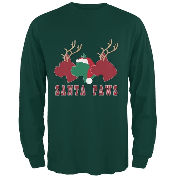 Christmas Santa Paws Dog Forest Adult Long Sleeve T-Shirt