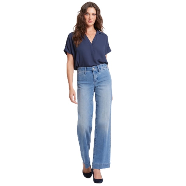 NYDJ Teresa - Pantalones de Mezclilla de Pierna Ancha para Mujer, Elegantes Pantalones de Mezclilla para Mujer, perfectos para Cualquier clóset, Azul, 38