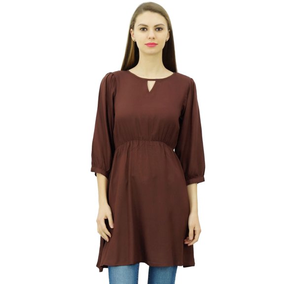 Phagun Women Tunic Top Short Kurti Elastic Waist Indian Ethnic Blouse