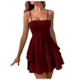 thumbnail image 1 of Vestido sin mangas y sin espalda con lazo para mujer - Vestido informal midi de corte A en color liso, 1 of 4