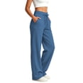thumbnail image 2 of Diufon Womens Wide Leg Sweatpants High Waisted Drawstring Travel Pants Soft Comfy Loose Joggers with Pockets, 2 of 9