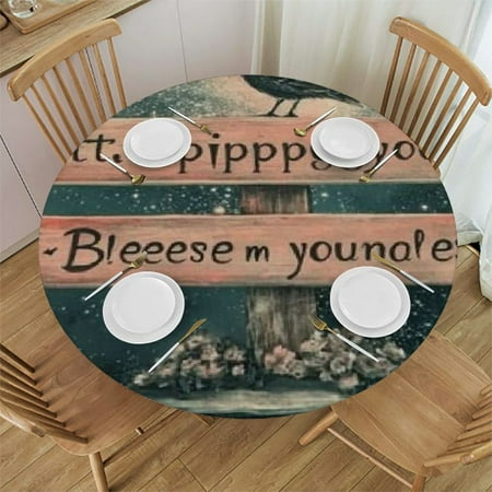 

Patifu Positive Vibes Round Tablecloth 100% Polyester Stain-Resistant and Washable for Indoor and Outdoor Use - Ideal for Restaurants Weddings Parties - Waterproof 54 -58