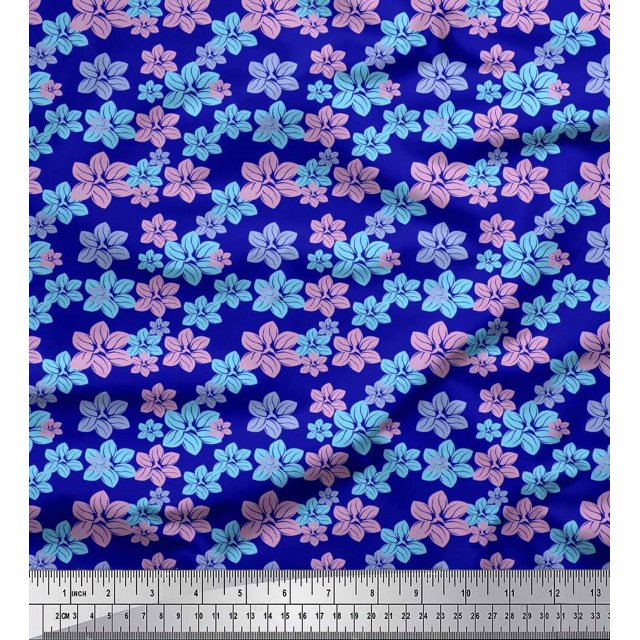 Soimoi Toile de Popeline de Coton Imprimé Floral Artistique par Yard 56 Pouces de Large