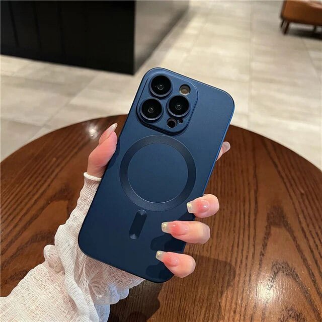For iPhone 15 Pro Max Luxury Matte Magsafe Magnetic Soft Frame Phone Case For iPhone 11 12 13 14 16 Plus Lens Protective Cover tzw