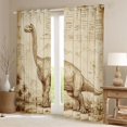 thumbnail image 2 of Homewish Retro Dino Blackout Curtains Set of 2 (52x84 Each),Jungle Animal Curtain,Brown, 2 of 6