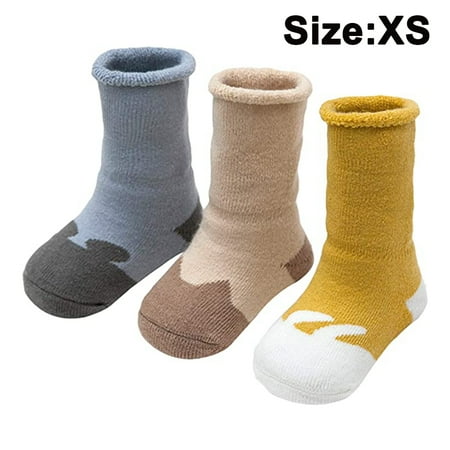 

Xelparuc 3 Pairs Baby Winter Socks Thick Cartoon Animals Newborn Toddler Boys Girls Cotton Socks Warm Long Tube Loose Socks