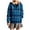 Blue, variant on Women's Black White Plaid Printed Hooded Zip-Up Jacket, Long Sleeve Casual Coat with Pockets Drawstring - Trendy Daily & Winter Outerwear Black L