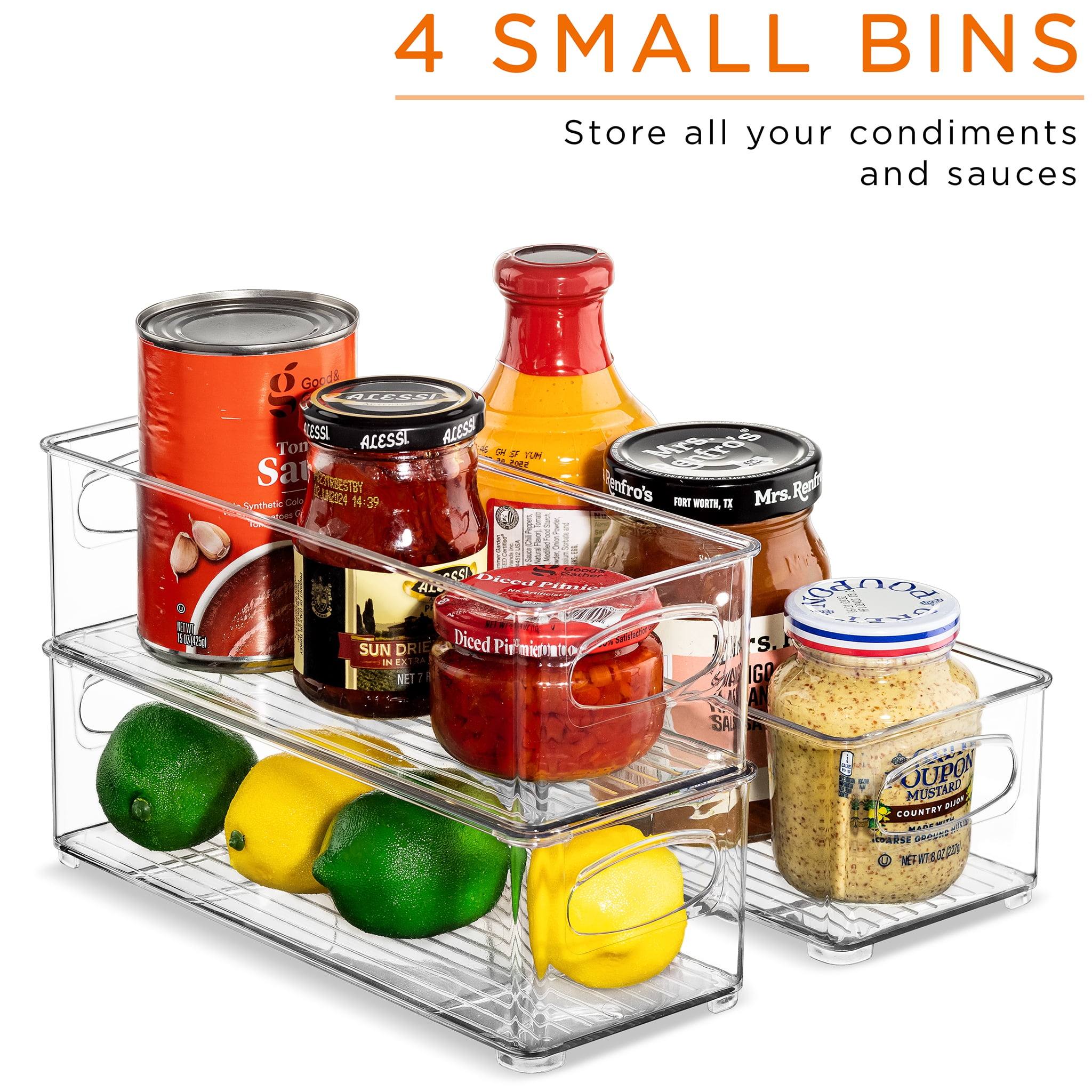Sorbus 10-Piece Clear Open Storage Bins Set - Stackable Fridge & Pantry Organizers