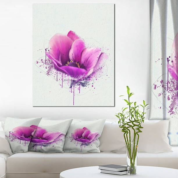 Fleur de Pavot Aquarelle Violette - Toile Florale Imprimé Art