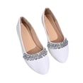 thumbnail image 3 of oqasdz Womens Casual Shoes Rhinestone Pointed Flat Dressy Shoes Comfort Slip On Low Heel Party Evening Wedding Solid Color Ballet Shoes Outdoor Summer, 3 of 7