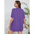 thumbnail image 6 of SHOWMALL Women's Plus Size Short Sleeve Cardigan, Purple 5X Open Front Lightweight Kimono Jacket for Spring Summer Fall, 6 of 7