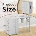 thumbnail image 2 of Ktaxon Foldable Nail Table w/Dust Collector, Lockable Wheels, 2 Drawers, White, 2 of 10