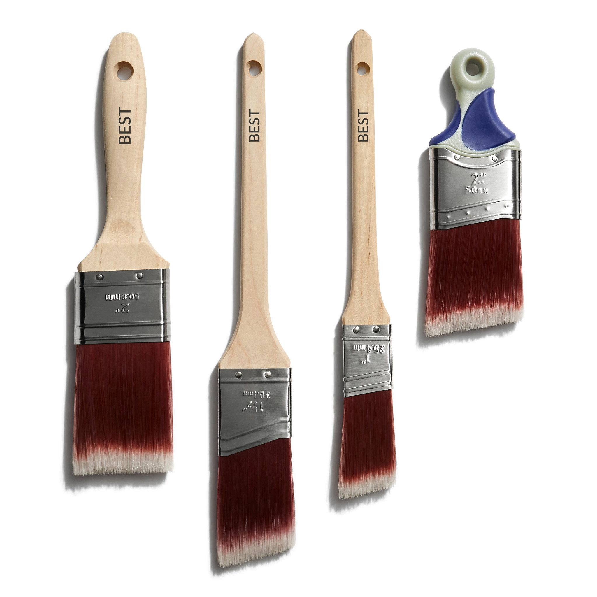 BEST Blended Bristle Wall and Trim Paint Brush Set, 4pc