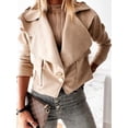 thumbnail image 6 of Women'S Long-Sleeved Lapel Short Jacket Fall Winter Solid Color Deerskin Button Jacket Khaki S, 6 of 7