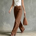 thumbnail image 2 of Women's Patch Pocket Wide Leg Pants, Button Zip Waist, Front Patch Pockets, Relaxed Fit, 2 of 2