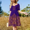 thumbnail image 2 of Fiery Floral Folk Pattern Sleeveless Dress elegant dress Aesthetic clothing Women's dresses, 2 of 6