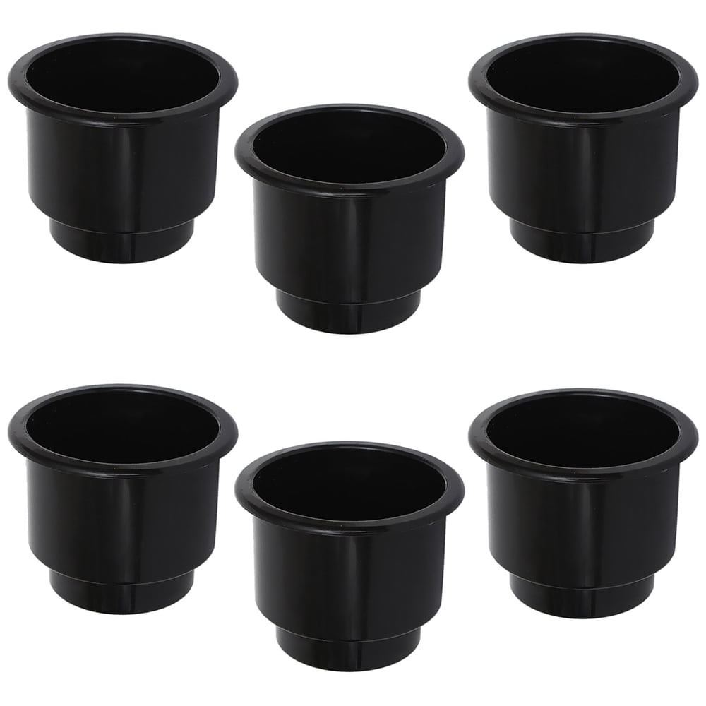 Six (6) New Black Plastic Drink Holder Cups for Boats Pontoons Cars