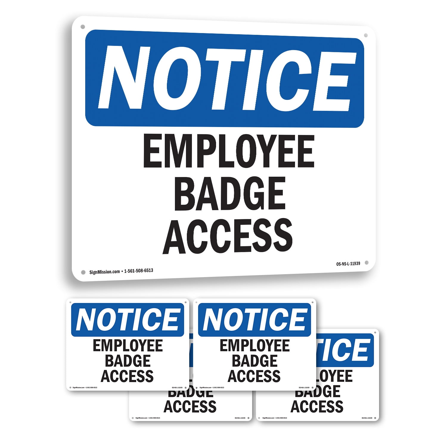 Employee Badge Access OSHA Notice Rigid Plastic Sign 10 Inch x 7 Inch - 5 Pack