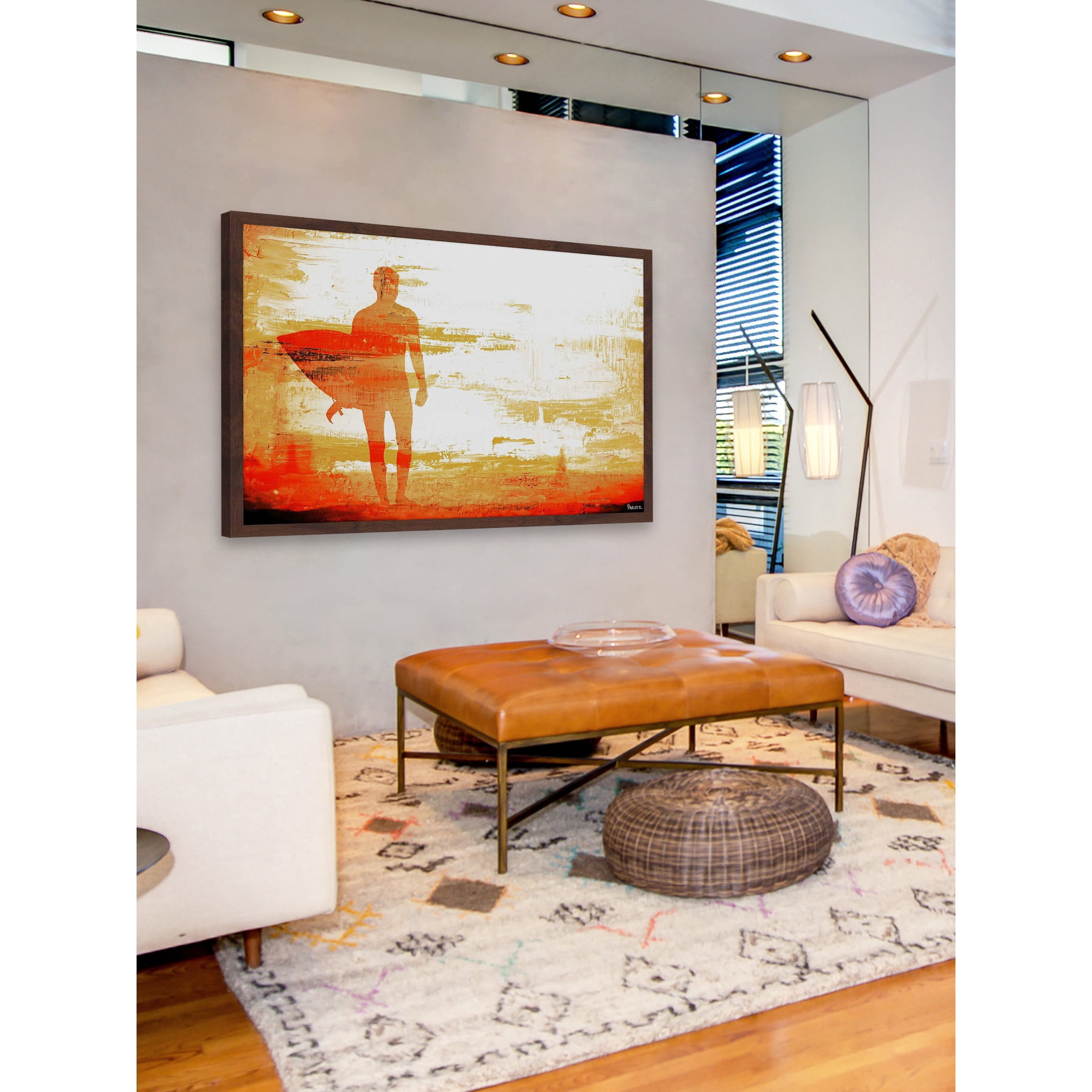 Parvez Taj  - 'Dusk Red Surf' Framed Painting Print 30 x 20