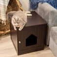 thumbnail image 2 of Litter Box Furniture Enclosure - Hidden  Litter House with Hinged Door, Nightstand & Side Table for Small Cats Dogs - Espresso Wood Cabinet, 2 of 8