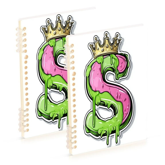Wirebound Notebook Hardcover Spiral Notebooks Cartoon-style Letter S, 60 Pages, 80 GSM, 5.7 x 8.3in