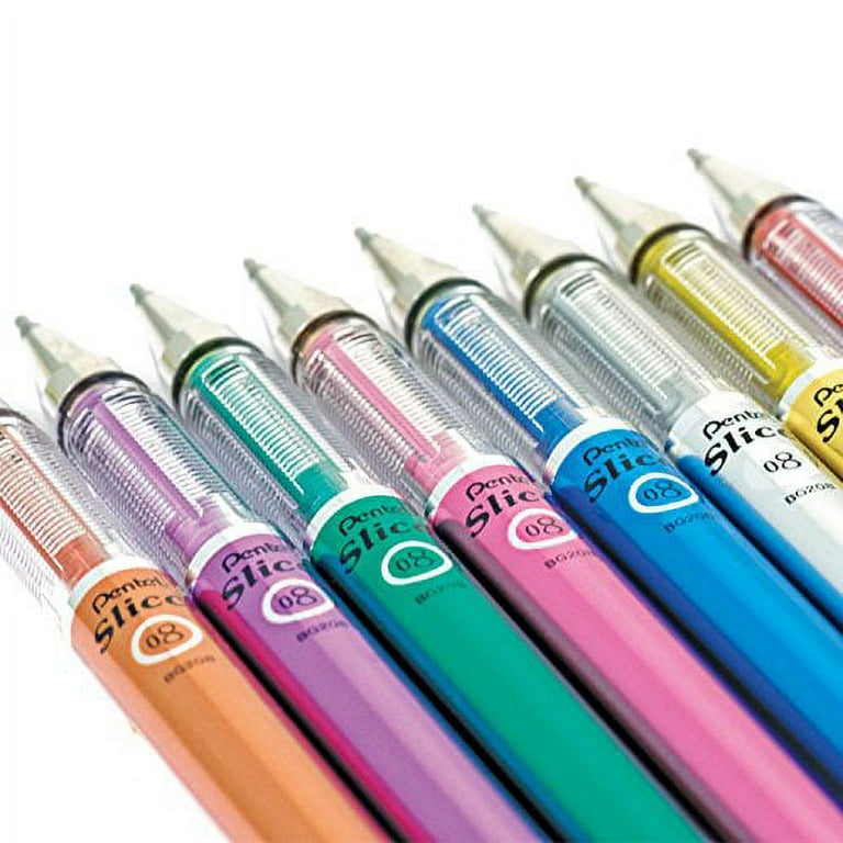 Pentel Arts Slicci 0.8mm Needle Tip, Medium Gel Pen, Silver