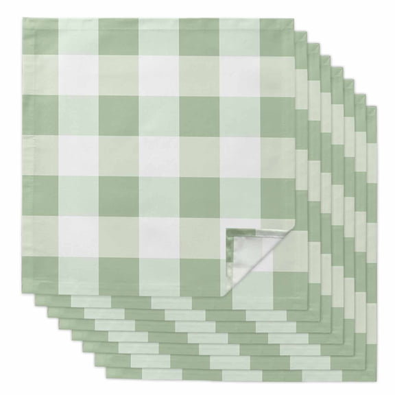 Boanket Sage Green Plaid Cloth Napkins Set of 8, Holiday Napkins for Baby Shower, Spring Farmhouse Buffalo Checkered Washable Reusable Dinner Napkins for Cocktail Wedding Party, 20 x 20 Inch