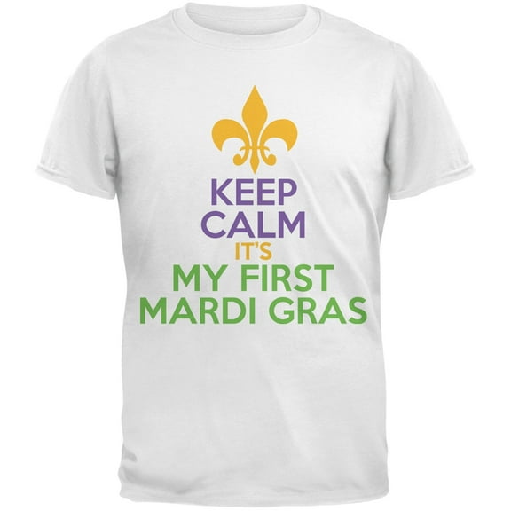 My First Mardi Gras White Adult T-Shirt - Medium