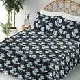 thumbnail image 3 of Ambesonne Nature Fitted & Flat Sheet with Sham 3 Pcs Set, Botany Jungle Flowers Print, Twin, Black White Soft Blue, 3 of 5