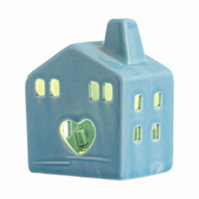 Pequeña casa navideña de cerámica con iluminación, decoración de mesa navideña para el hogar. Estilo C